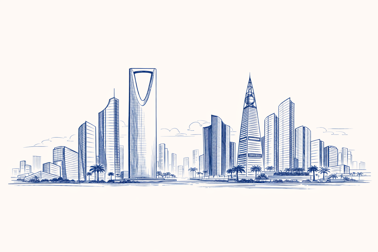 Riyadh skyline — Hawkamah Solutions headquarters